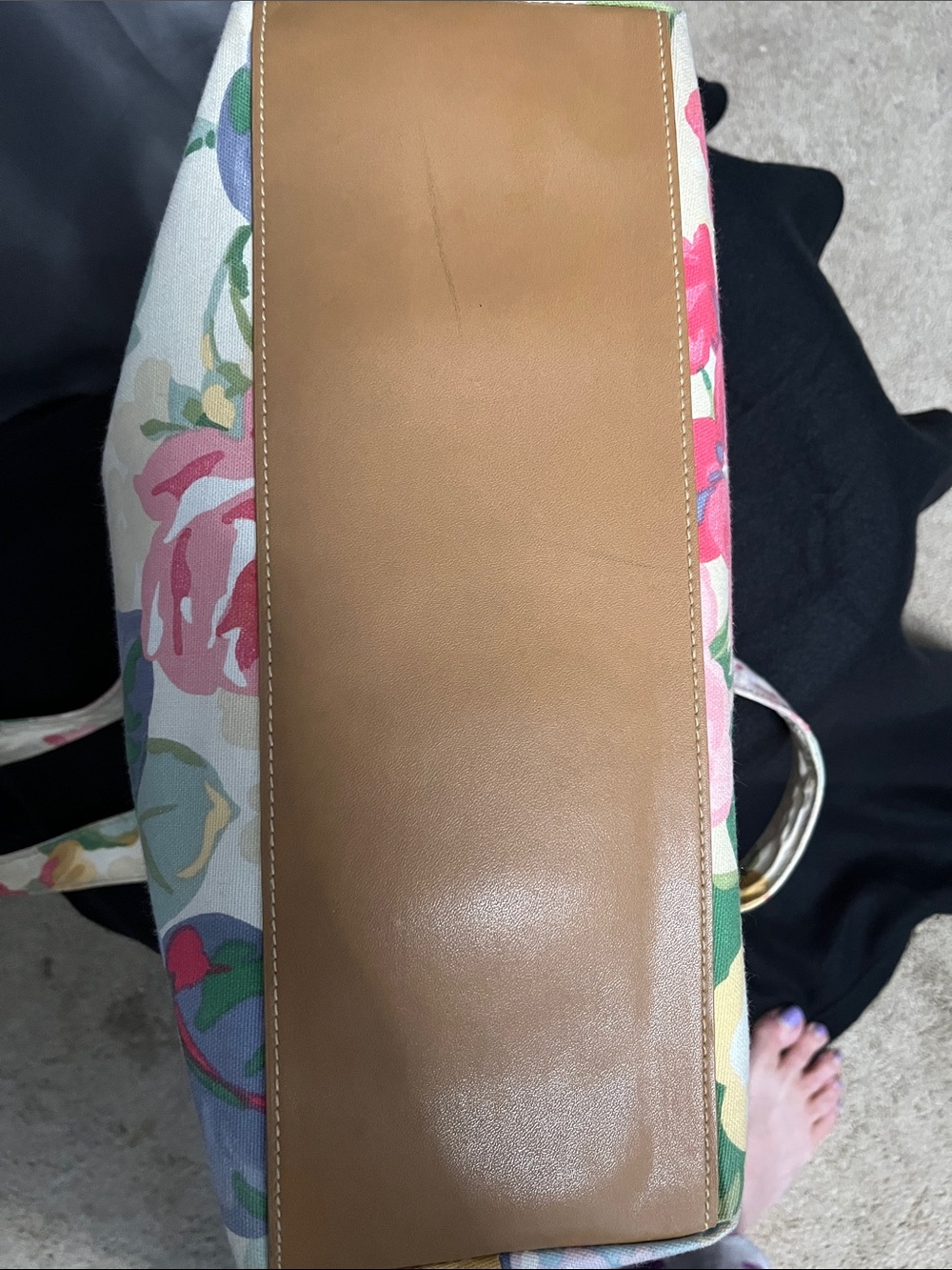 Fossil Cream Floral Canvas Tote with Pink & Red Blooms - Picture 6 of 6